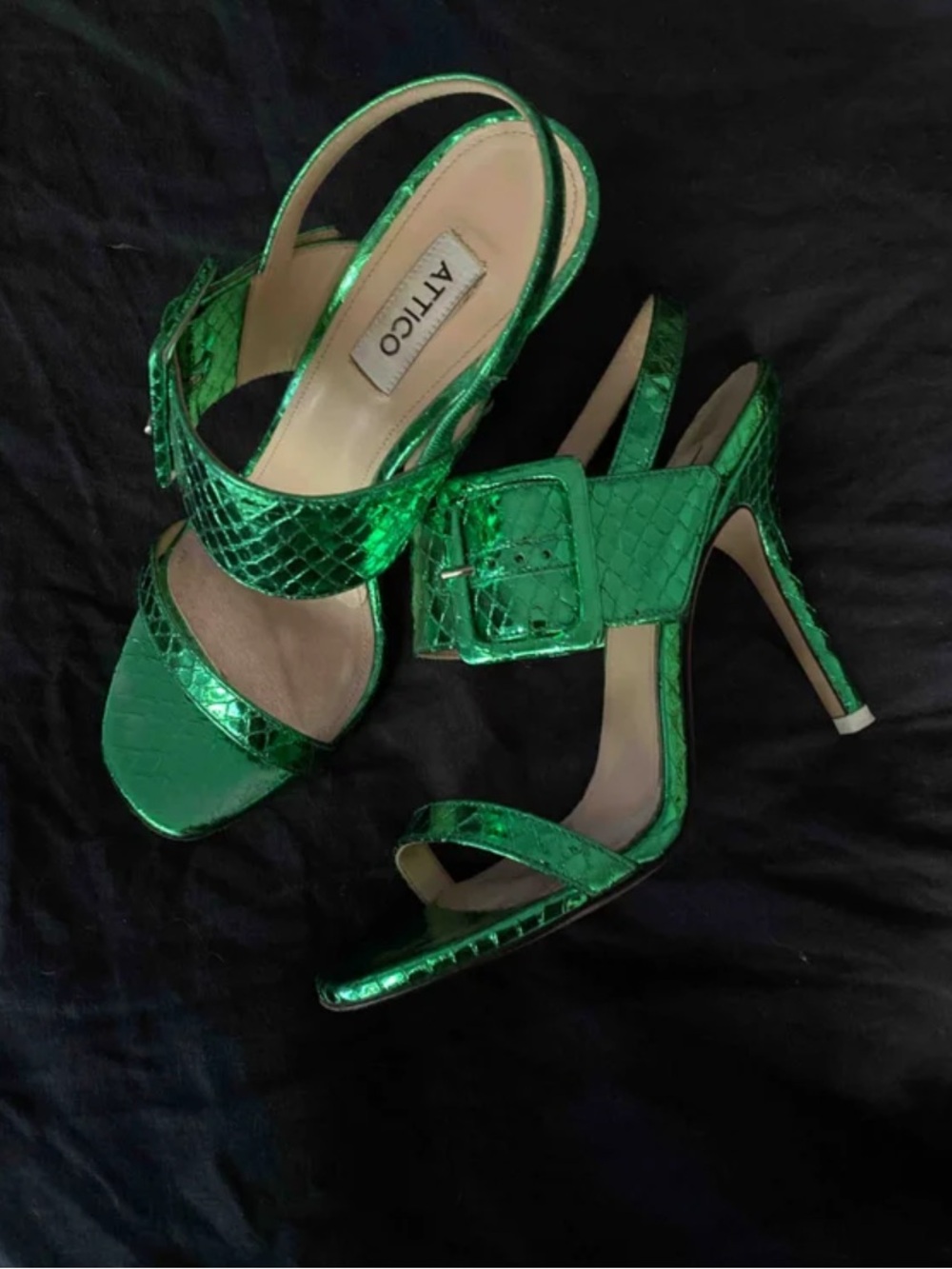 The Attico Green Metallic Leather Sandals - Picture 2 of 8